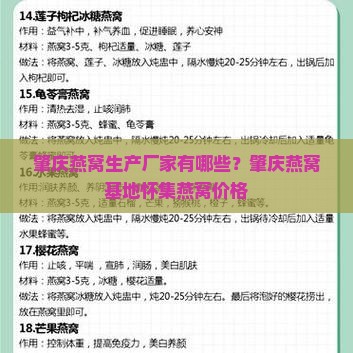 肇庆燕窝生产厂家有哪些？肇庆燕窝基地怀集燕窝价格