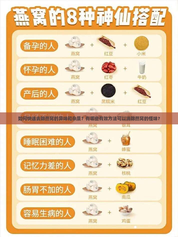 如何快速去除燕窝的异味和杂质？有哪些有效方法可以消除燕窝的怪味？