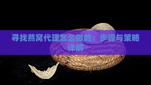 寻找燕窝代理怎么做的：步骤与策略详解