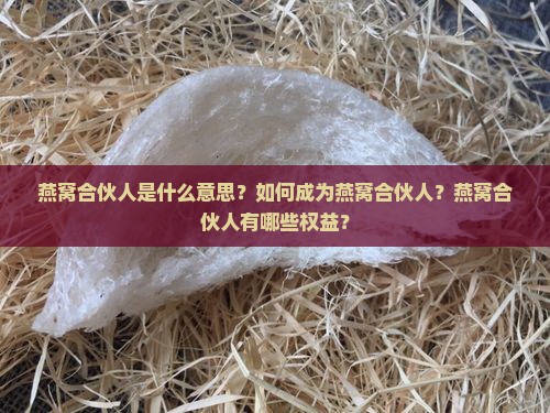 燕窝合伙人是什么意思？如何成为燕窝合伙人？燕窝合伙人有哪些权益？