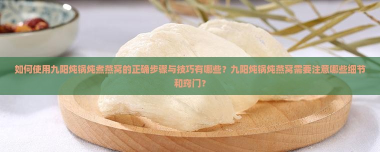 如何使用九阳炖锅炖煮燕窝的正确步骤与技巧有哪些？九阳炖锅炖燕窝需要注意哪些细节和窍门？