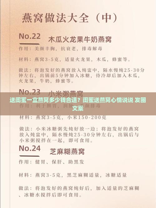送闺蜜一盒燕窝多少钱合适？闺蜜送燕窝心情说说+发圈文案