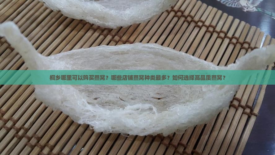 桐乡哪里可以购买燕窝？哪些店铺燕窝种类最多？如何选择高品质燕窝？