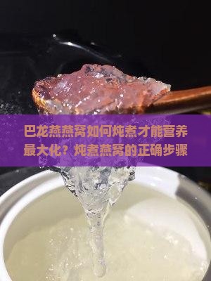 巴龙燕燕窝如何炖煮才能营养最大化？炖煮燕窝的正确步骤与技巧有哪些？