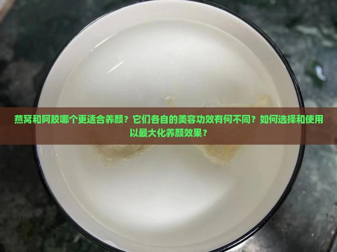 燕窝和阿胶哪个更适合养颜？它们各自的美容功效有何不同？如何选择和使用以最大化养颜效果？