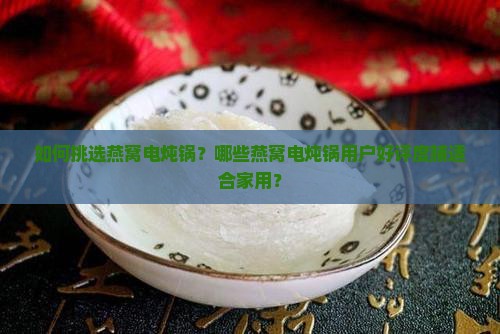 如何挑选燕窝电炖锅？哪些燕窝电炖锅用户好评度脯适合家用？