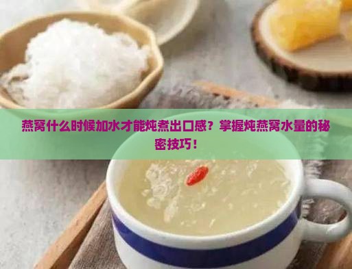 燕窝什么时候加水才能炖煮出口感？掌握炖燕窝水量的秘密技巧！