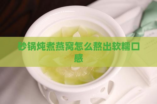 砂锅炖煮燕窝怎么熬出软糯口感