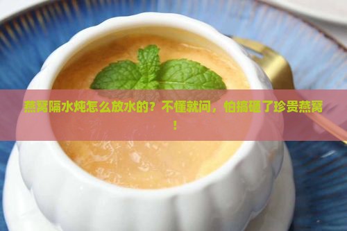 燕窝隔水炖怎么放水的？不懂就问，怕搞砸了珍贵燕窝！