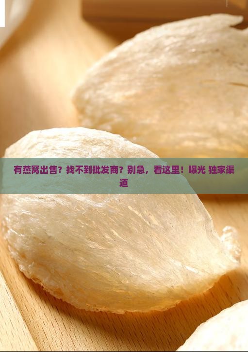 有燕窝出售？找不到批发商？别急，看这里！曝光+独家渠道