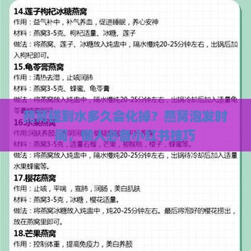 燕窝碰到水多久会化掉？燕窝泡发时间，懒人必备小红书技巧