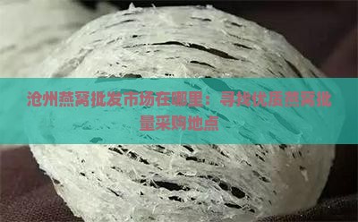 沧州燕窝批发市场在哪里：寻找优质燕窝批量采购地点