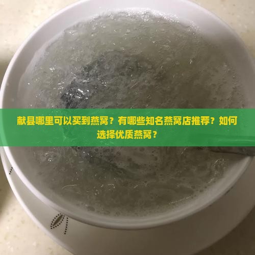 献县哪里可以买到燕窝？有哪些知名燕窝店推荐？如何选择优质燕窝？