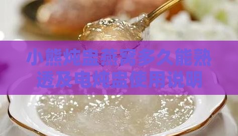 小熊炖盅燕窝多久能熟透及电炖盅使用说明
