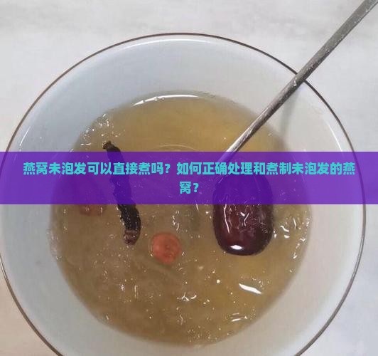 燕窝未泡发可以直接煮吗？如何正确处理和煮制未泡发的燕窝？