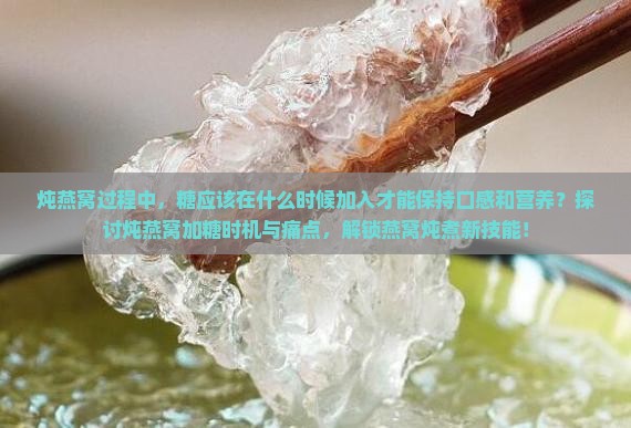 炖燕窝过程中，糖应该在什么时候加入才能保持口感和营养？探讨炖燕窝加糖时机与痛点，解锁燕窝炖煮新技能！