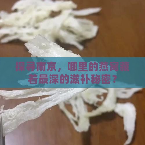 探寻南京，哪里的燕窝藏着最深的滋补秘密？