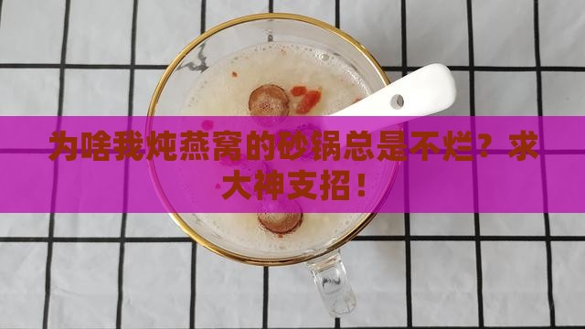 为啥我炖燕窝的砂锅总是不烂？求大神支招！