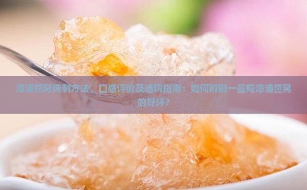 漳浦燕窝炖制方法、口感评价及选购指南：如何辨别一品炖漳浦燕窝的好坏？