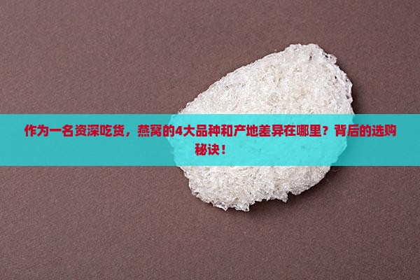作为一名资深吃货，燕窝的4大品种和产地差异在哪里？背后的选购秘诀！