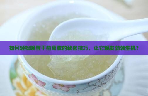如何轻松唤醒干燕窝胶的秘密技巧，让它焕发勃勃生机？