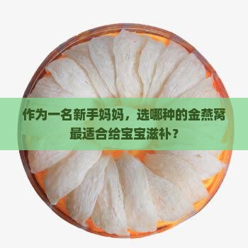 作为一名新手妈妈，选哪种的金燕窝最适合给宝宝滋补？
