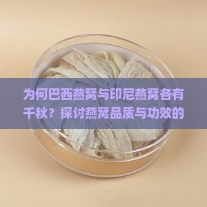 为何巴西燕窝与印尼燕窝各有千秋？探讨燕窝品质与功效的差异及市场新趋势！