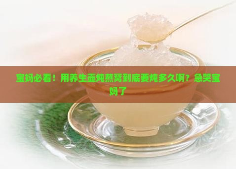 宝妈必看！用养生壶炖燕窝到底要炖多久啊？急哭宝妈了
