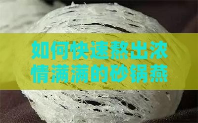 如何快速熬出浓情满满的砂锅燕窝？