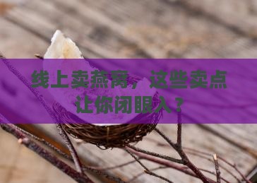 燕窝如何线上推广卖点