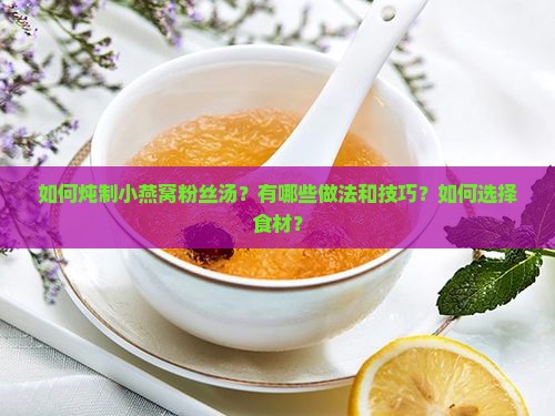 如何炖制小燕窝粉丝汤？有哪些做法和技巧？如何选择食材？