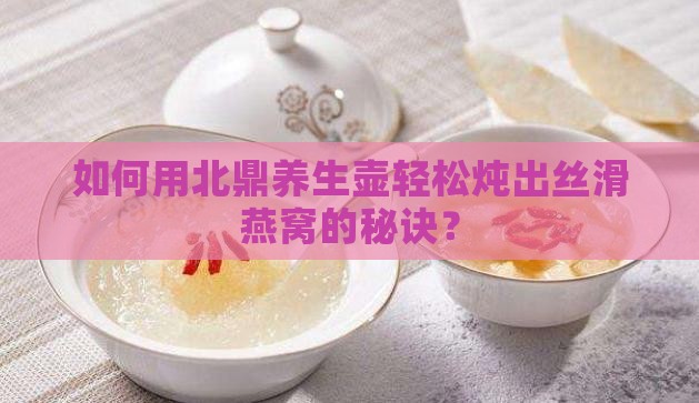 北鼎养生壶怎么煮燕窝