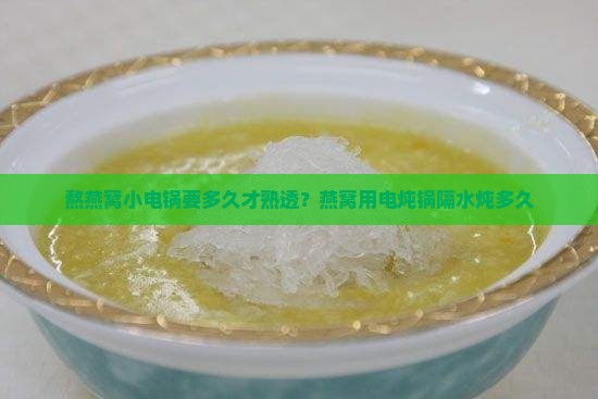 熬燕窝小电锅要多久才熟