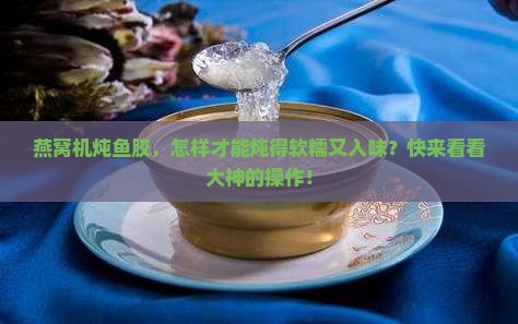 燕窝机炖鱼胶怎么炖的烂