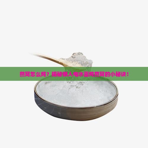 电水壶怎么烧燕窝水呢