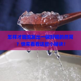 燕窝怎么样才泡发好了