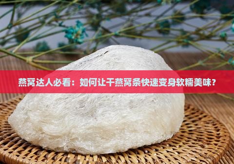 干燕窝条怎么泡发快点