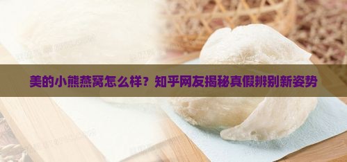 美的小熊燕窝怎么样知乎