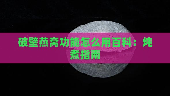 破壁机燕窝功能怎么用