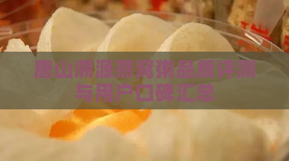唐山溯源燕窝粥品质评测与用户口碑汇总