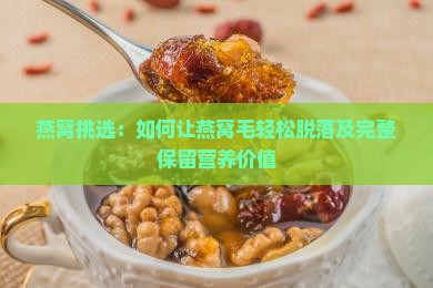 燕窝挑选：如何让燕窝毛轻松脱落及完整保留营养价值