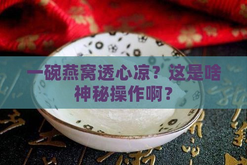 一碗燕窝透心凉什么意思