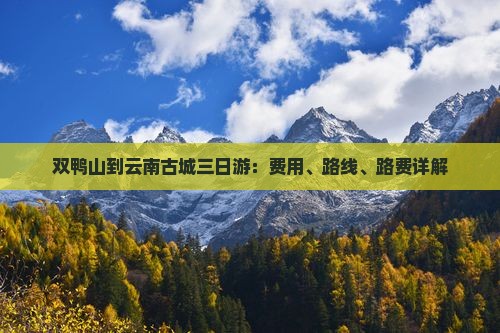双鸭山到云南古城三日游：费用、路线、路费详解