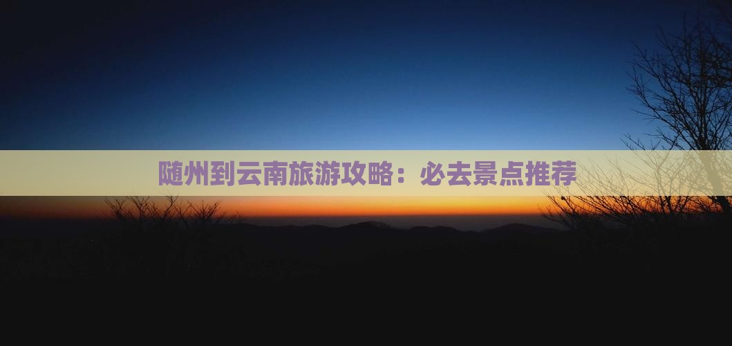 随州到云南旅游攻略：必去景点推荐