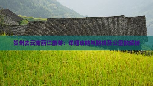贺州去云南丽江旅游：详细攻略与路线及公里数解析