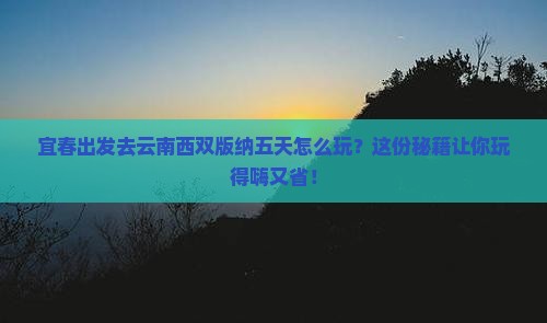 宜春到云南西双版纳五日游
