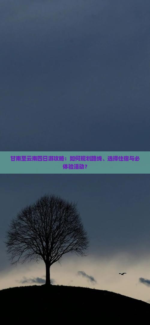 甘南至云南四日游攻略：如何规划路线、选择住宿与必体验活动？