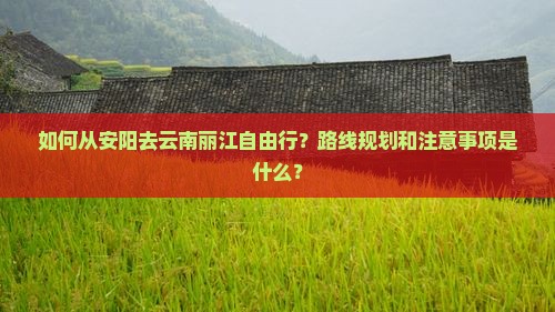如何从安阳去云南丽江自由行？路线规划和注意事项是什么？