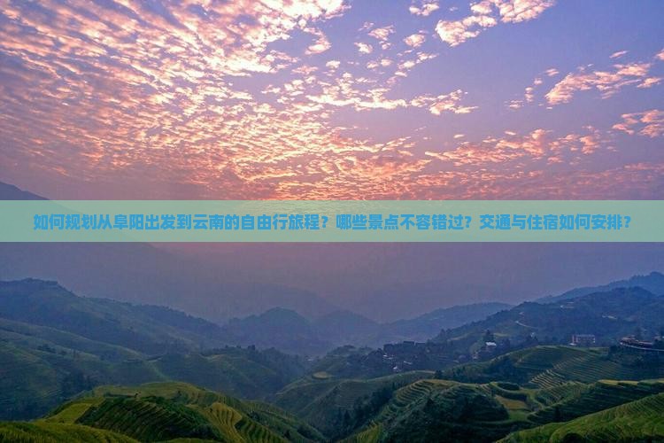 如何规划从阜阳出发到云南的自由行旅程？哪些景点不容错过？交通与住宿如何安排？