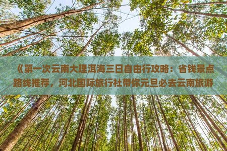 《第一次云南大理洱海三日自由行攻略：省钱景点路线推荐，河北国际旅行社带你元旦必去云南旅游》